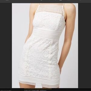Topshop white lace body con Dress US size 2